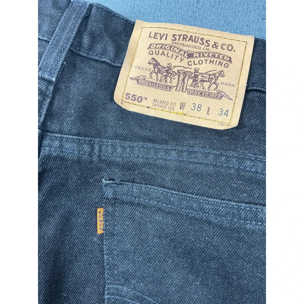 Levis 550 Jeans Mens 38x34 Black Relaxed Tapered Leg Denim 100% Cotton
